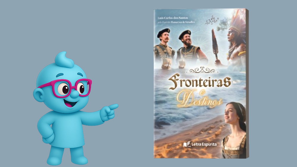 Capa do livro Fronteiras e Destinos, mostrando uma jovem em meio a matas e embarcações